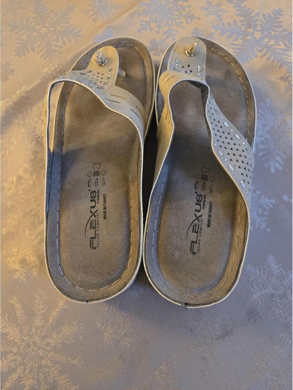 Flexus by Spring Step Women's Comfort Sandals EU 37 Beaded Thong Slides - Picture 2 of 6
